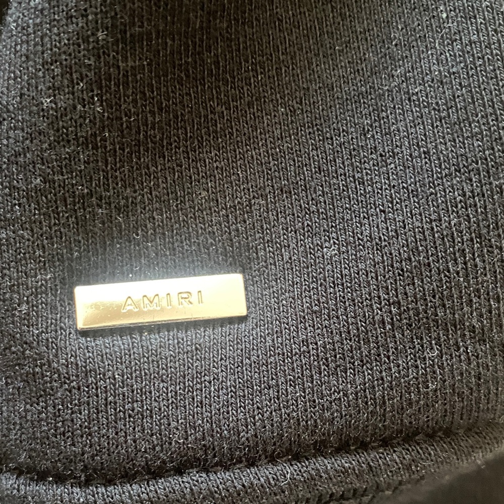 AMIRI Midnight Black Hoodie with White Logo - Picture 3 of 7